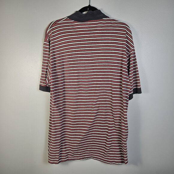 VINTAGE Walt Disney World Golf Collection Polo Shirt Mens Large Stripe Red/Black - Picture 3 of 6